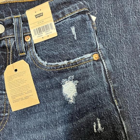 Levi's 501 Skinny Dark Distressed Salsa NWT Button Fly Jeans 25 W x 30 L - Picture 11 of 12